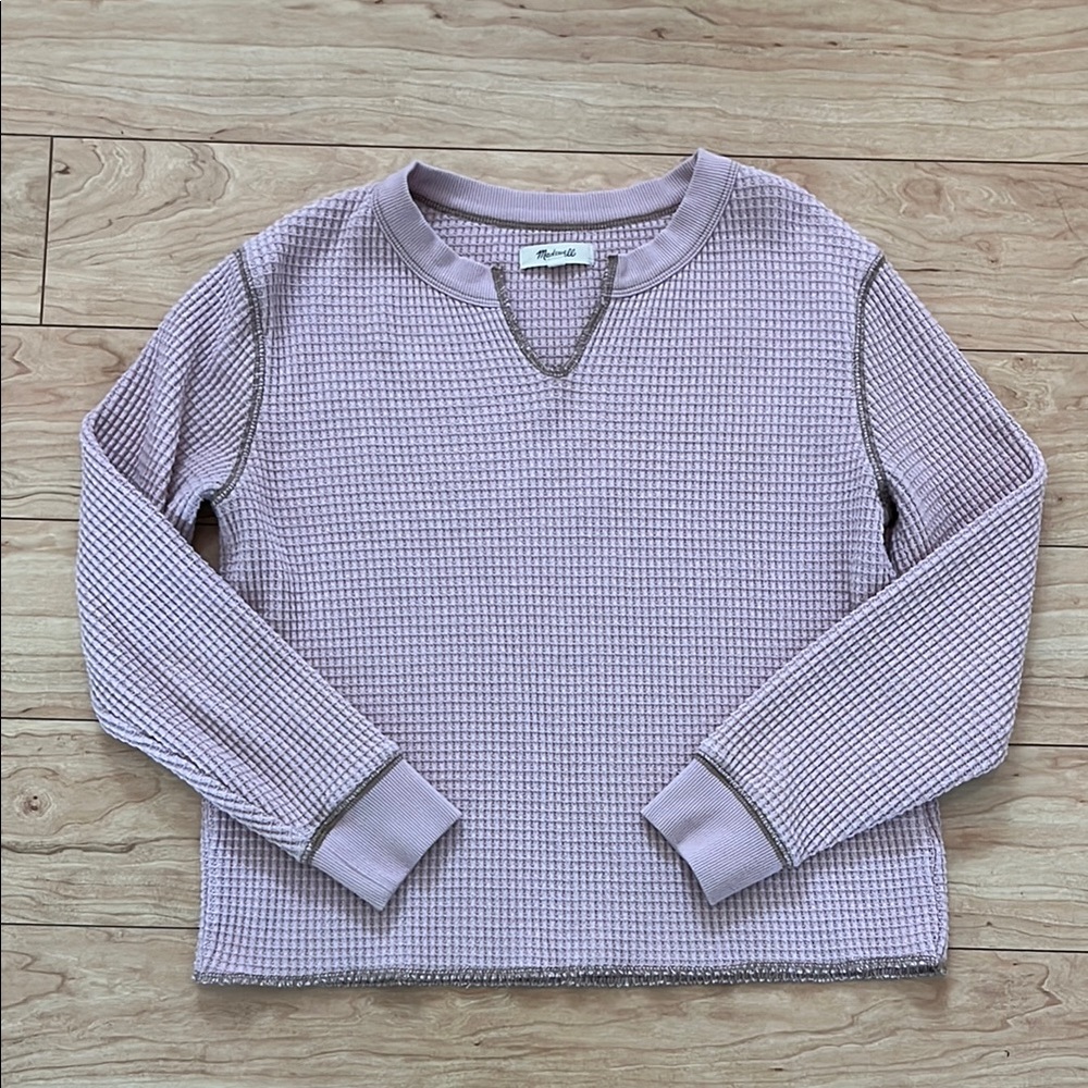 Madewell Purple Crew Neck Waffle Knit Sweater